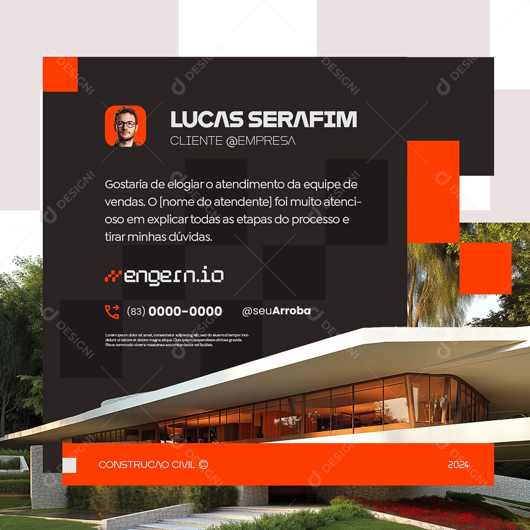 Engenharia Civil Feedback Cliente Social Media PSD Editável