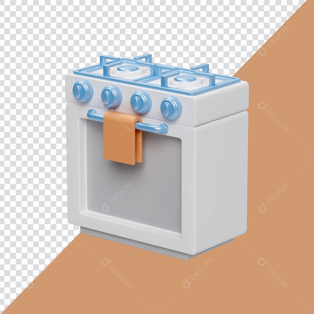 Elemento 3D Fogão a Gás Cozinha Para Composição PSD