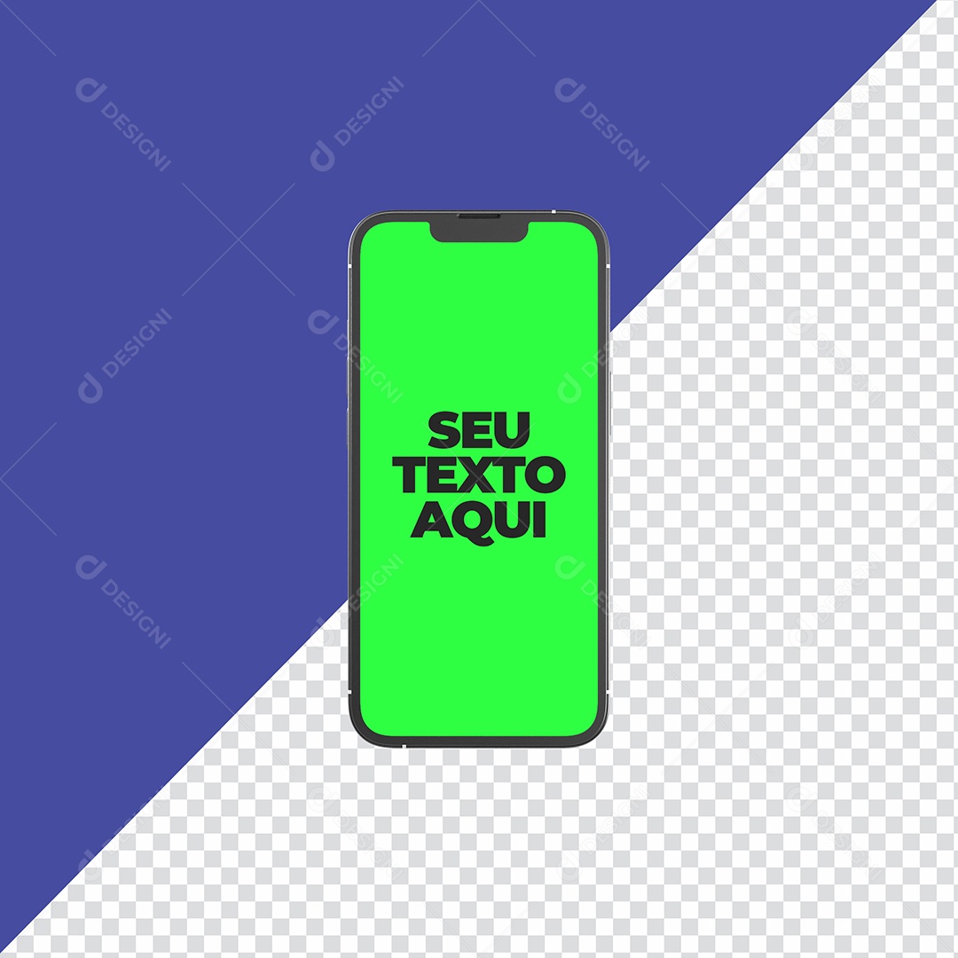 Mockup Iphone Moldura com Tele Verde Elemento 3D PSD