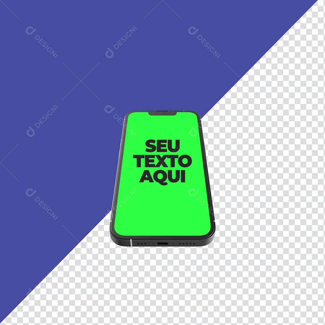 Mockup Iphone Moldura com Tele Verde Elemento 3D PSD
