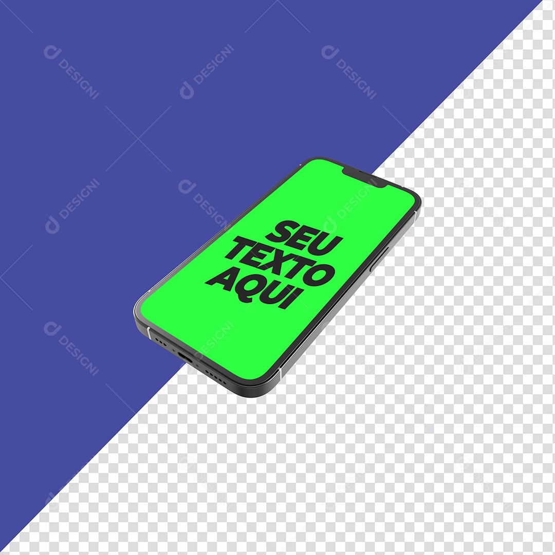 Mockup Iphone Moldura com Tele Verde Elemento 3D PSD