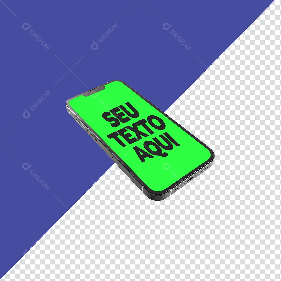 Mockup Iphone Moldura com Tele Verde Elemento 3D PSD