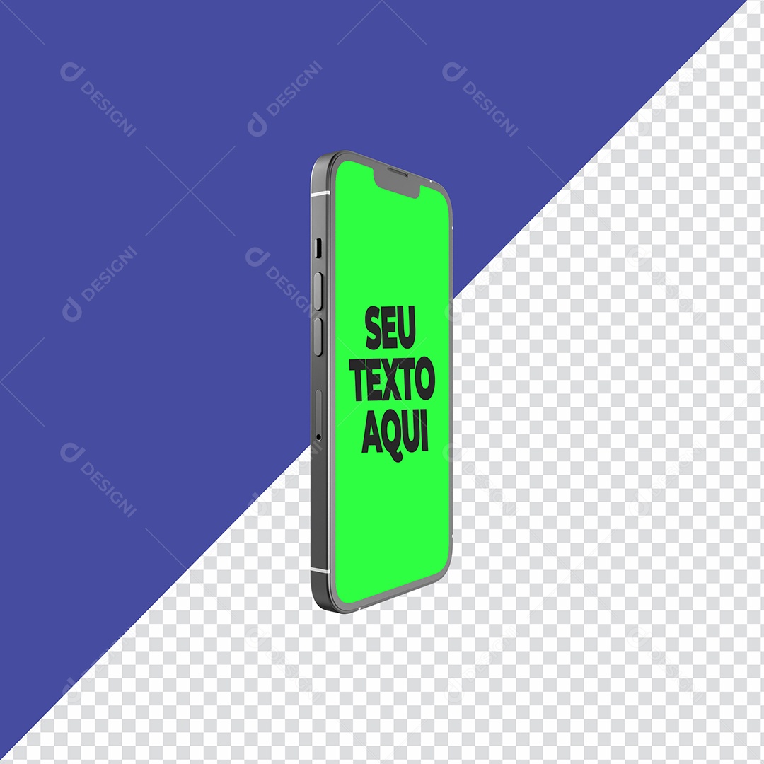 Mockup Iphone Moldura com Tele Verde Elemento 3D PSD