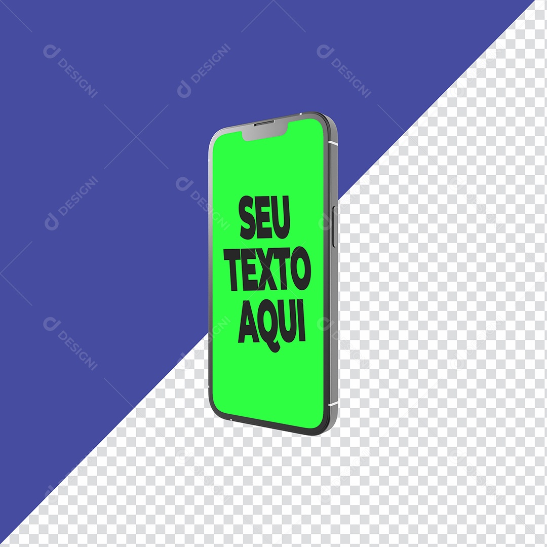 Mockup Iphone Moldura com Tele Verde Elemento 3D PSD