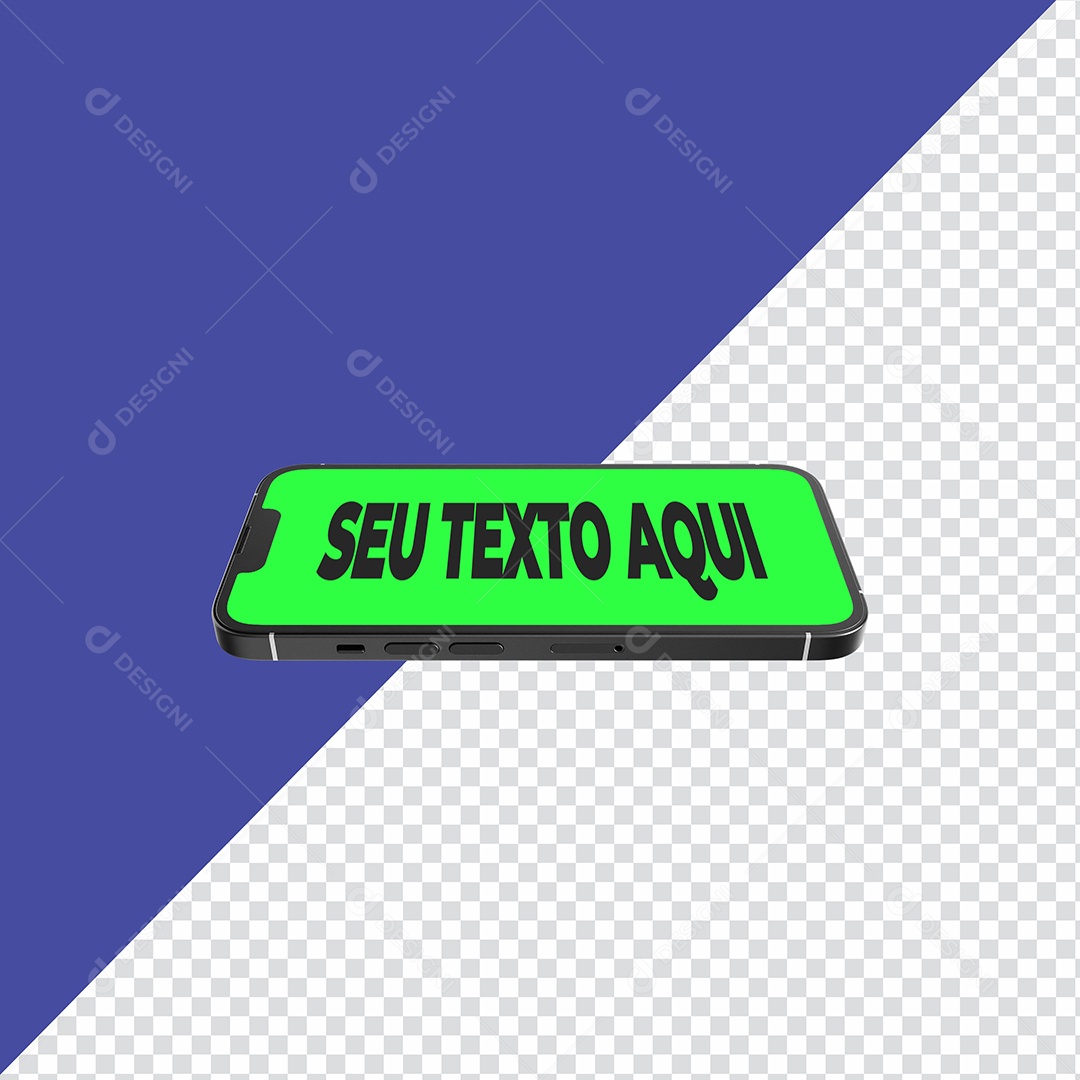 Mockup Iphone Moldura com Tele Verde Elemento 3D PSD