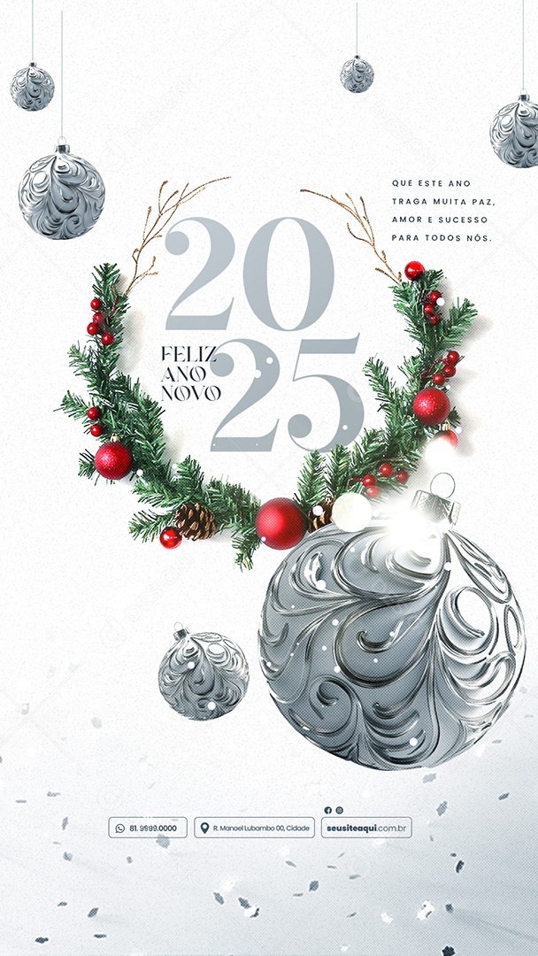 Story Feliz Ano Novo 01 de Janeiro 2025 Social Media PSD Editável