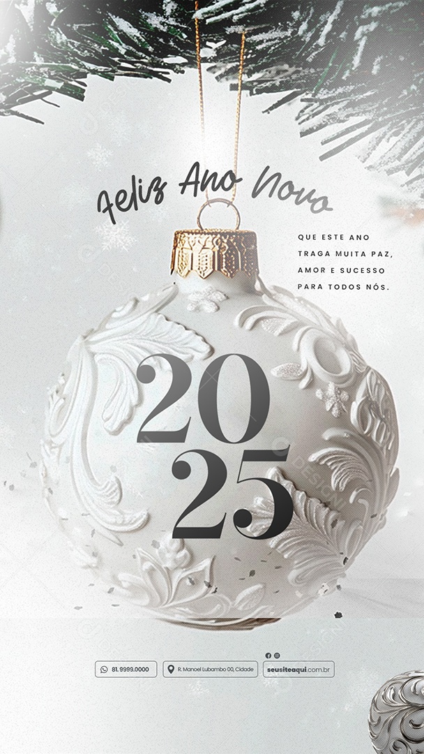 Story Feliz Ano Novo 01 de Janeiro 2025 Social Media PSD Editável