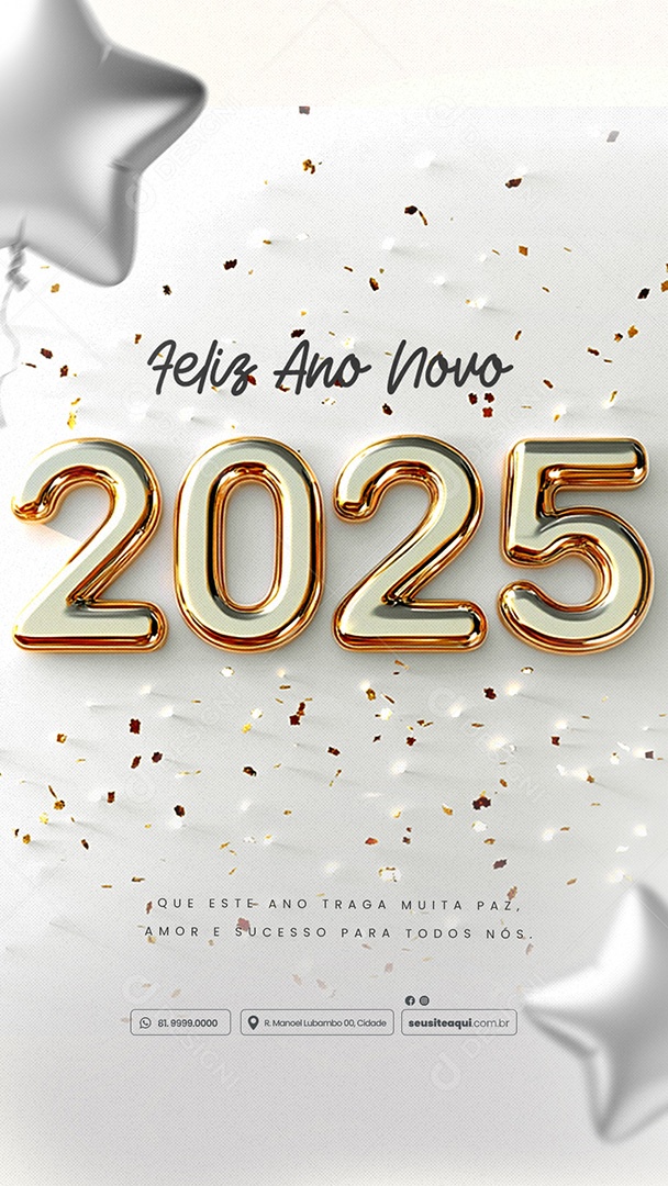 Story Feliz Ano Novo 2025 Social Media PSD Editável