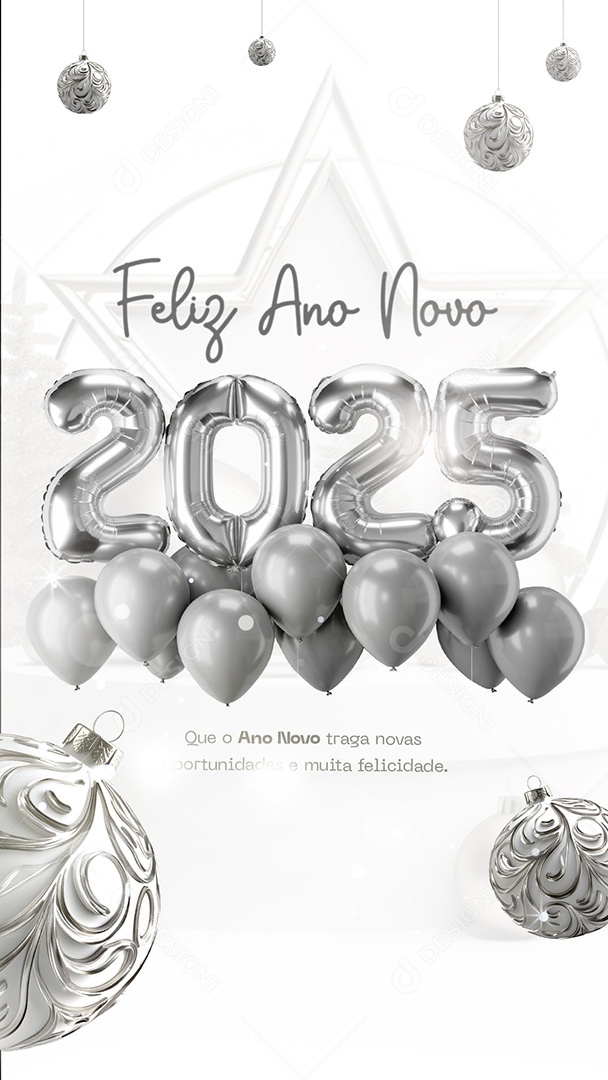 Story Feliz Ano Novo 2025 01 de Janeiro Social Media PSD Editável