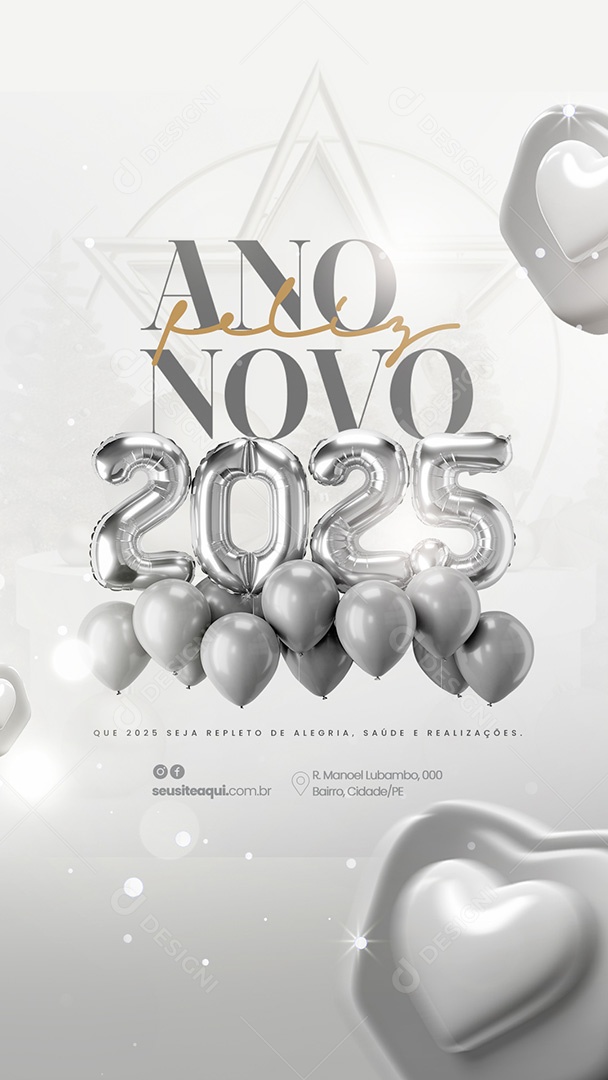 Story Feliz Ano Novo 01 de Janeiro 2025  Social Media PSD Editável