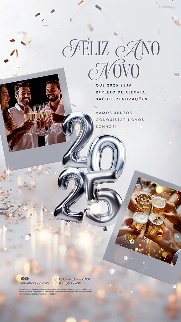 Story Feliz Ano Novo 01 de Janeiro 2025 Social Media PSD Editável