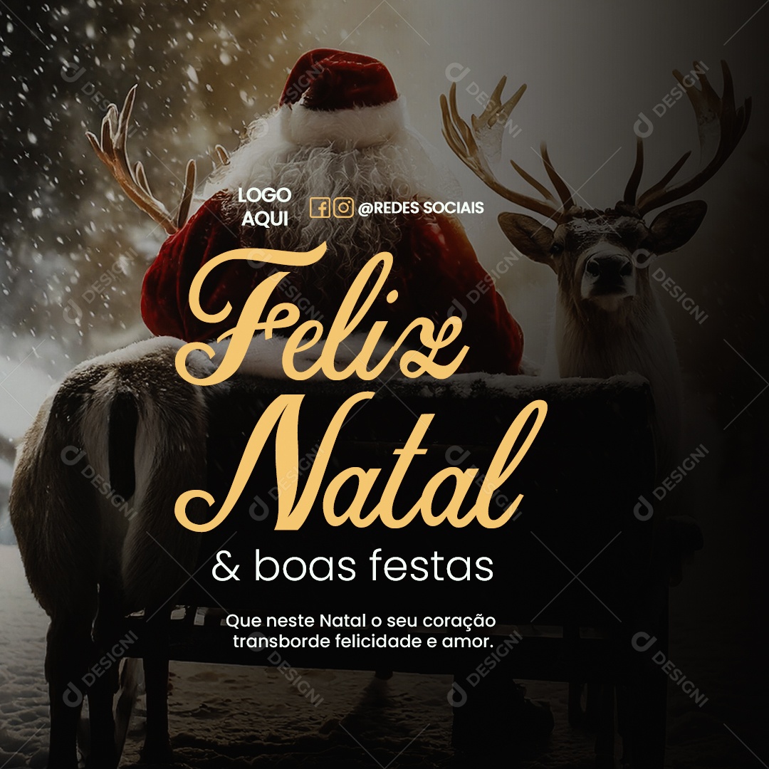Social Media Feliz Natal e Boas Festas 25 de Dezembro PSD Editável