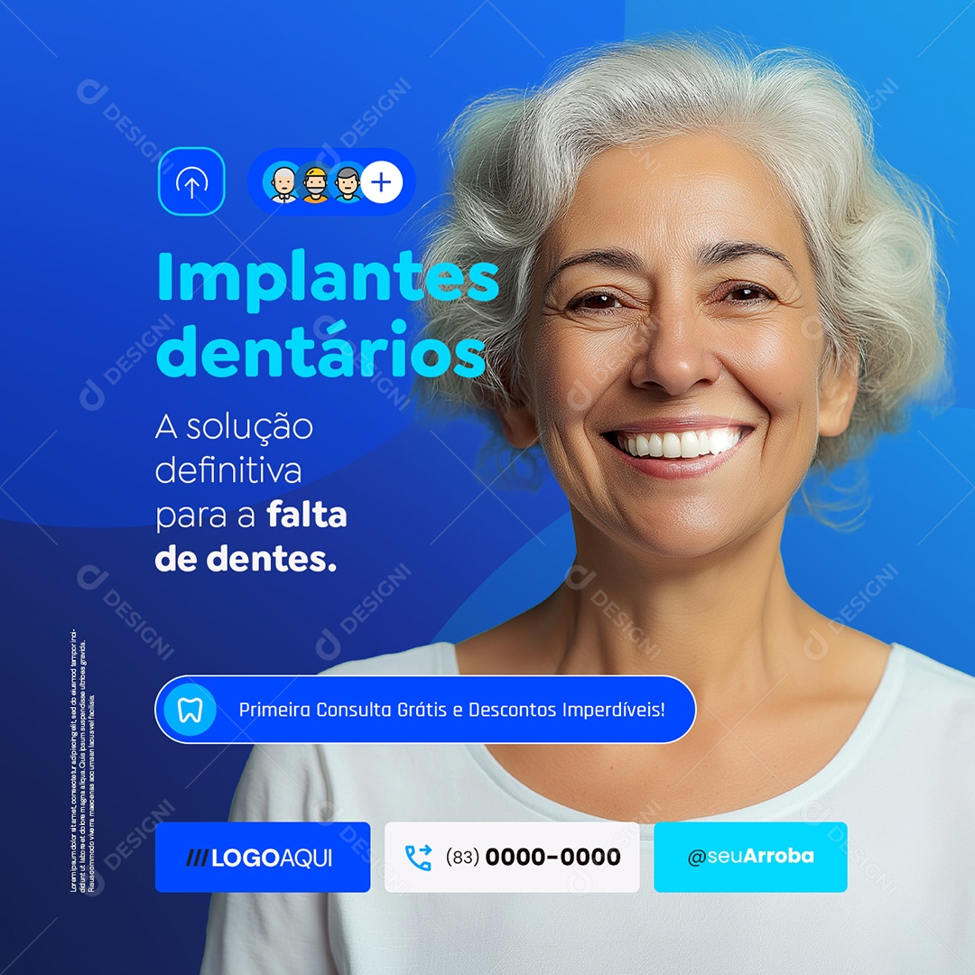 Dentista Implantes Dentários a Solução Definitiva Social Media PSD Editáve