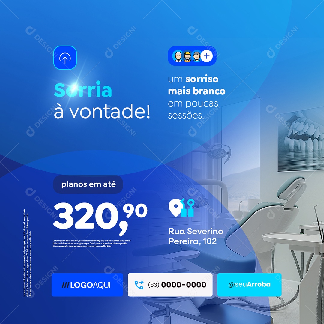 Dentista Sorria à Vontade Social Media PSD Editável