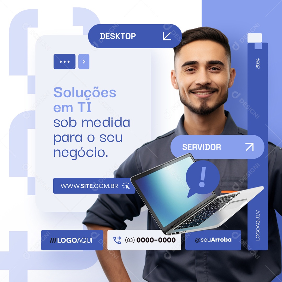 Técnico de TI Soluções Servidor Social Media PSD Editável