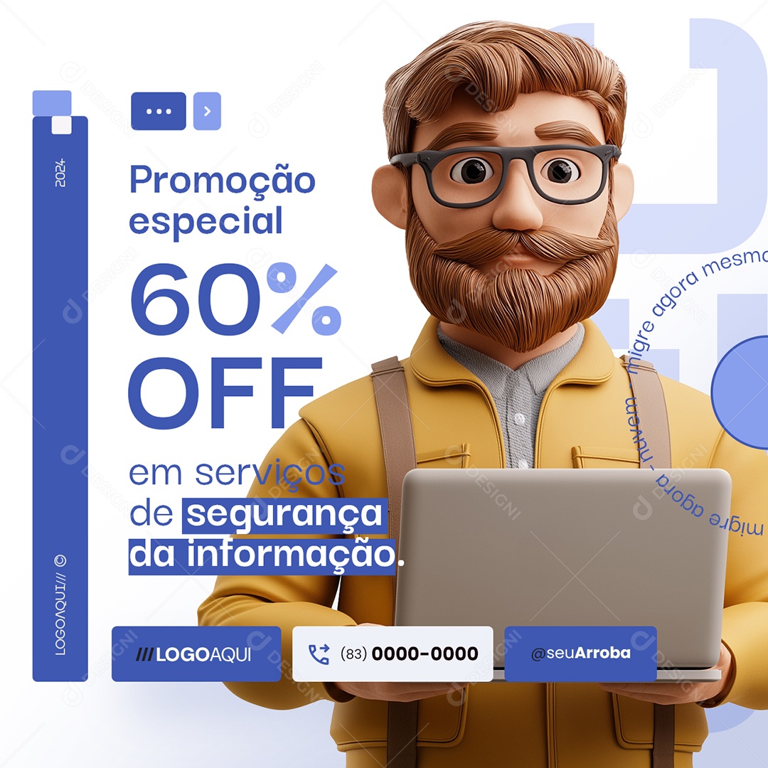 Técnico de TI Promoção Especial 60% Off Social Media PSD Editável