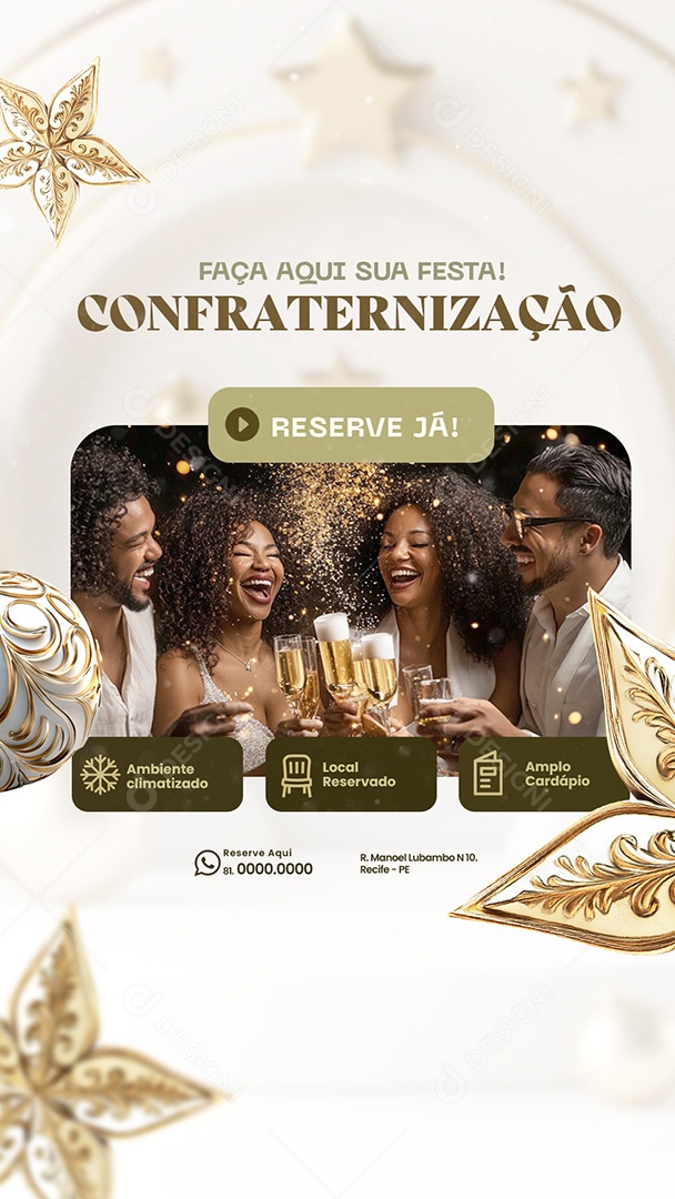 Story Confraternização Faça Aqui Sua Festa de Ano Novo Social Media PSD Editável