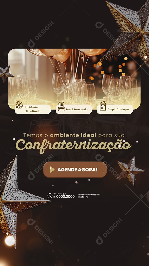 Story Confraternização de Ano Novo Social Media PSD Editável