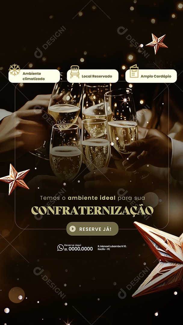 Story Confraternização de Ano Novo Social Media PSD Editável