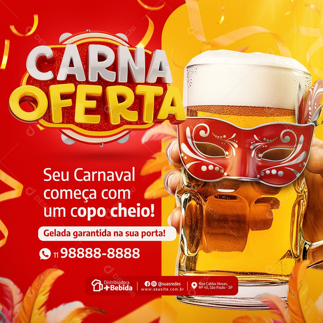 Distribuidora de Bebidas Carna Oferta Seu Carnaval Social Media PSD Editável