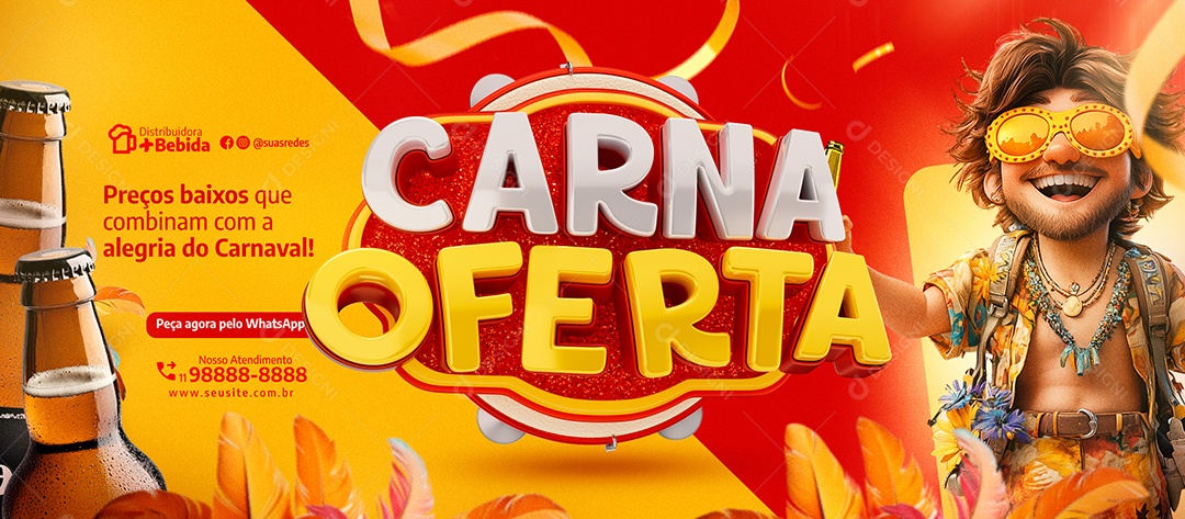 Banner Distribuidora de Bebidas Carna Oferta Preços Baixos Social Media PSD Editável