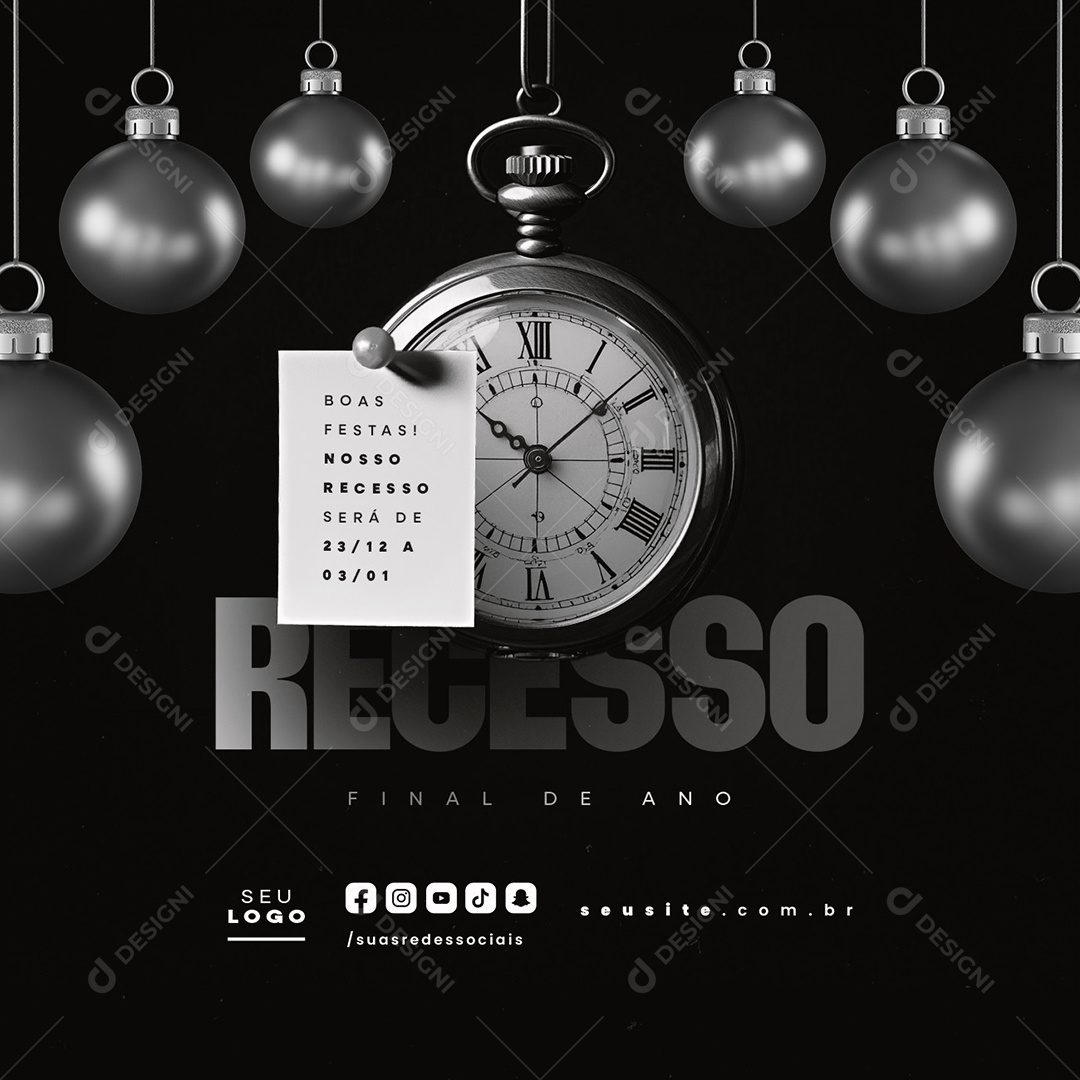 Recesso Final de Ano Social Media PSD Editável