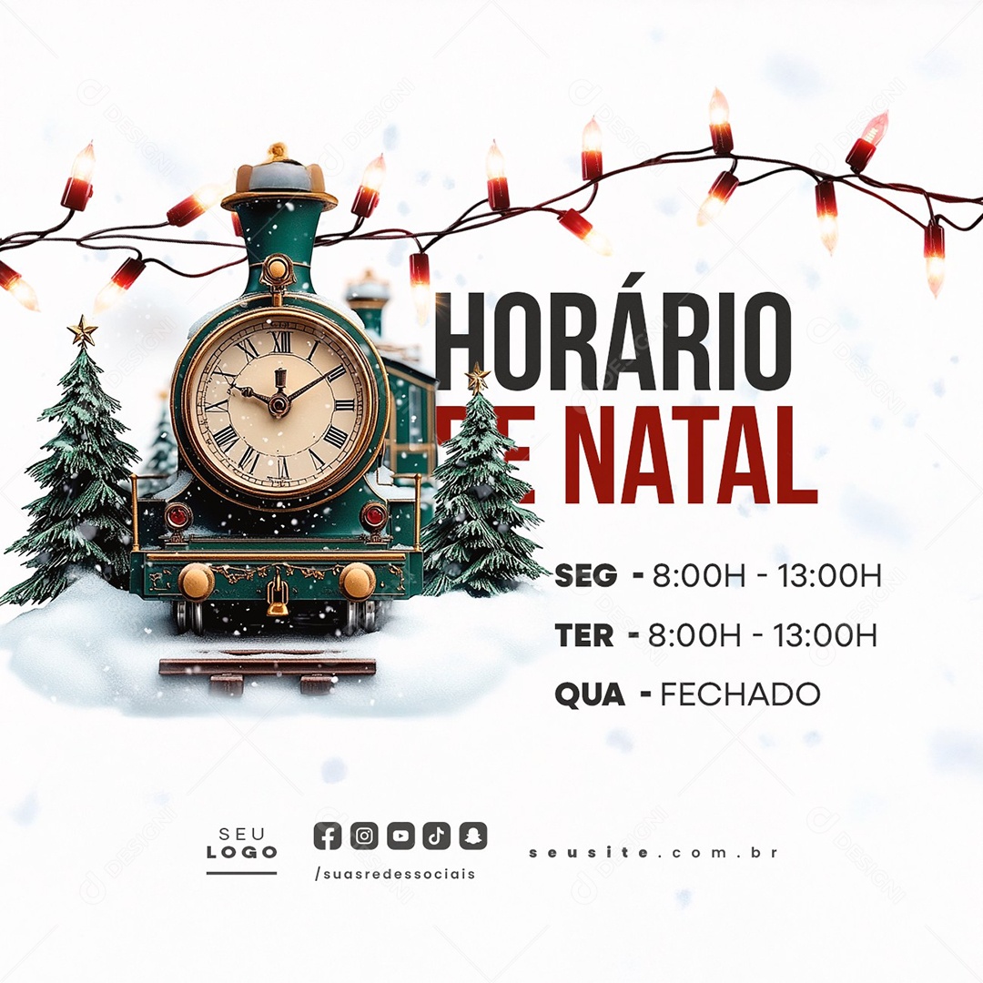 Horário Especial de Natal Fechado Social Media PSD Editável