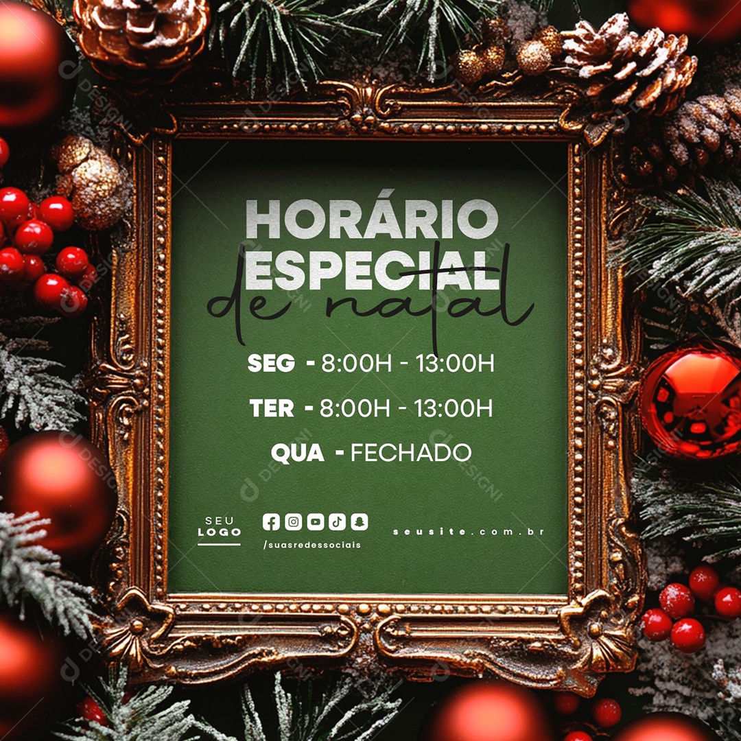 Horário Especial de Natal Social Media PSD Editável