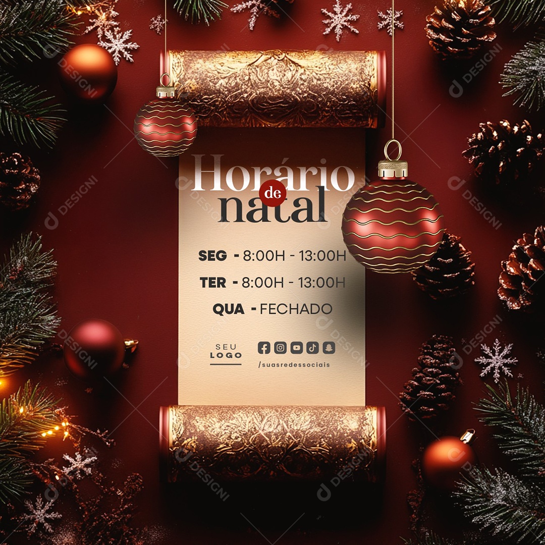 Horário de Natal Social Media PSD Editável