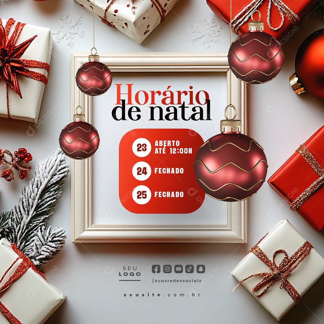 Horário Especial de Natal Social Media PSD Editável