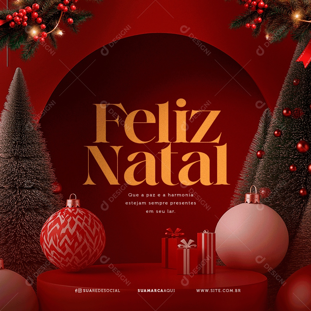 Feliz Natal 25 de Dezembro Boas Festas Social Media PSD Editável