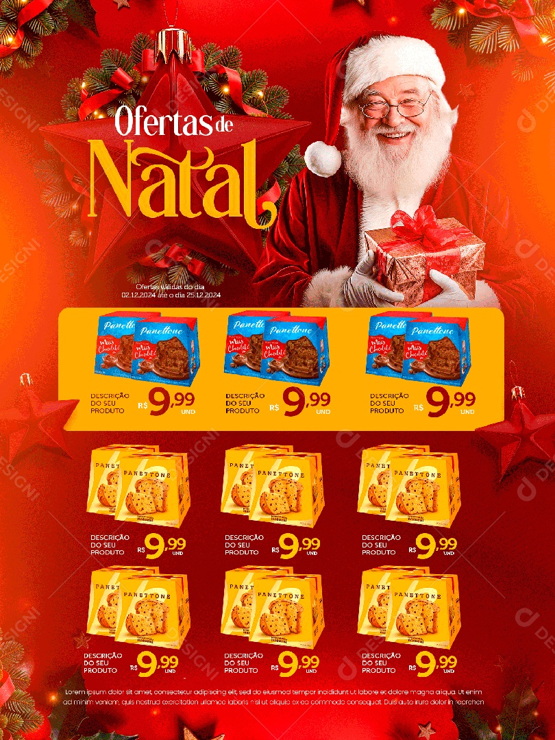 Encarte Supermercado Ofertas de Natal Social Media PSD Editável