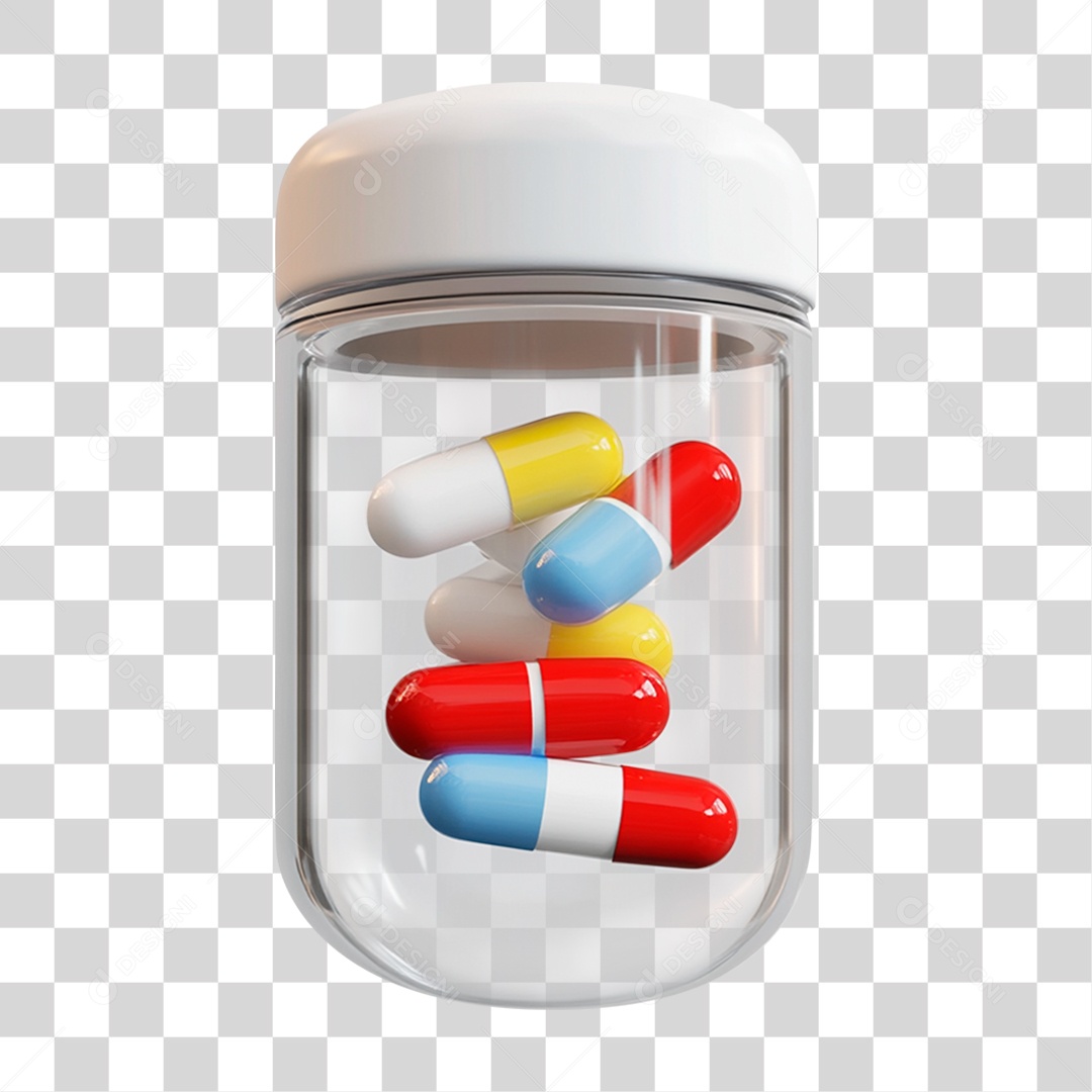 Frasco de Remédios com Comprimidos PNG Transparente