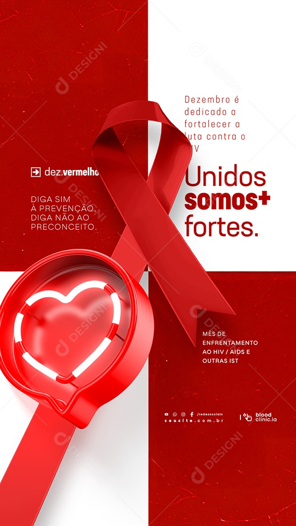 Story Dezembro Vermelho Unidos Somos Fortes Social Media PSD Editável