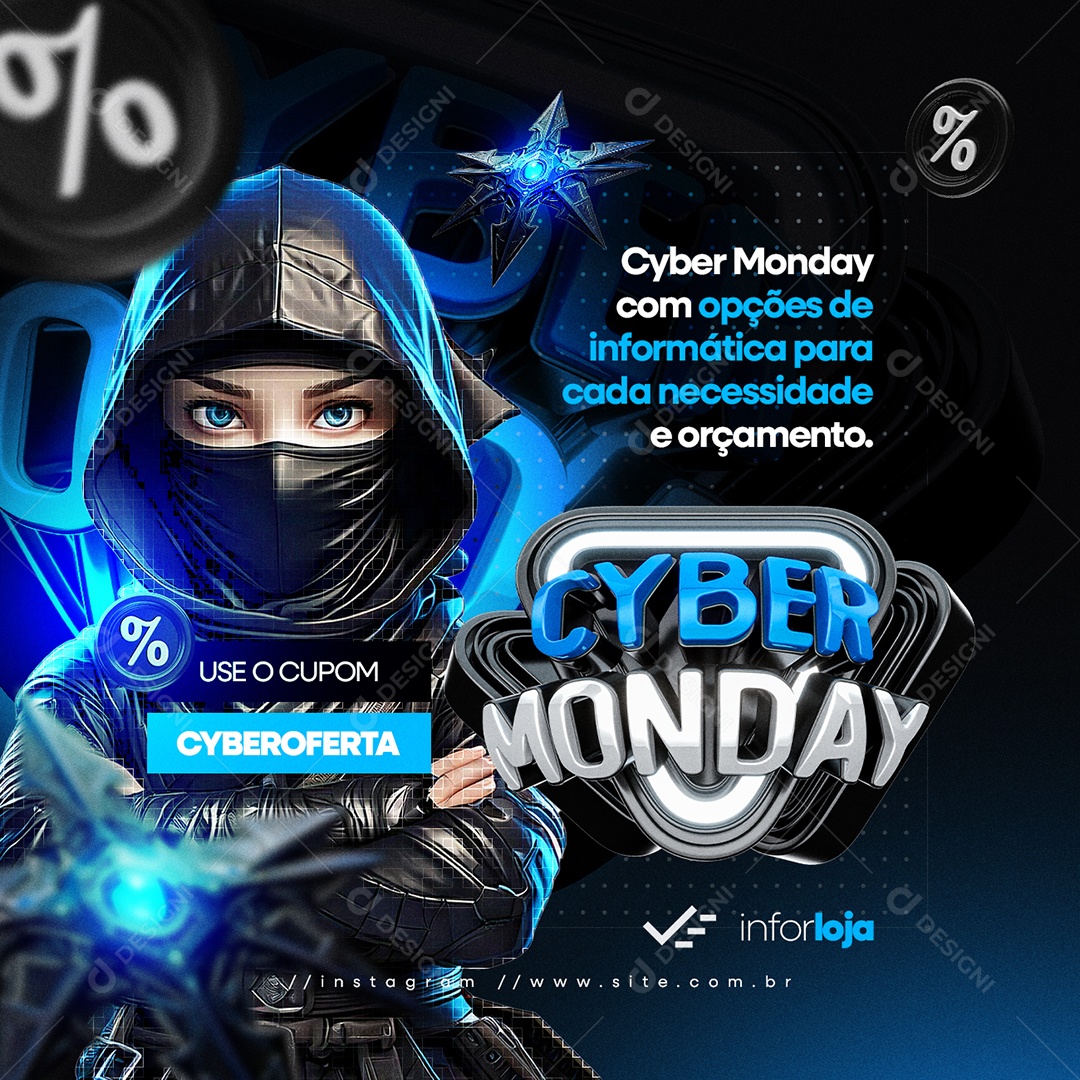 Cyber Monday Loja de Eletrônicos Opções de Informática Social Media PSD Editável