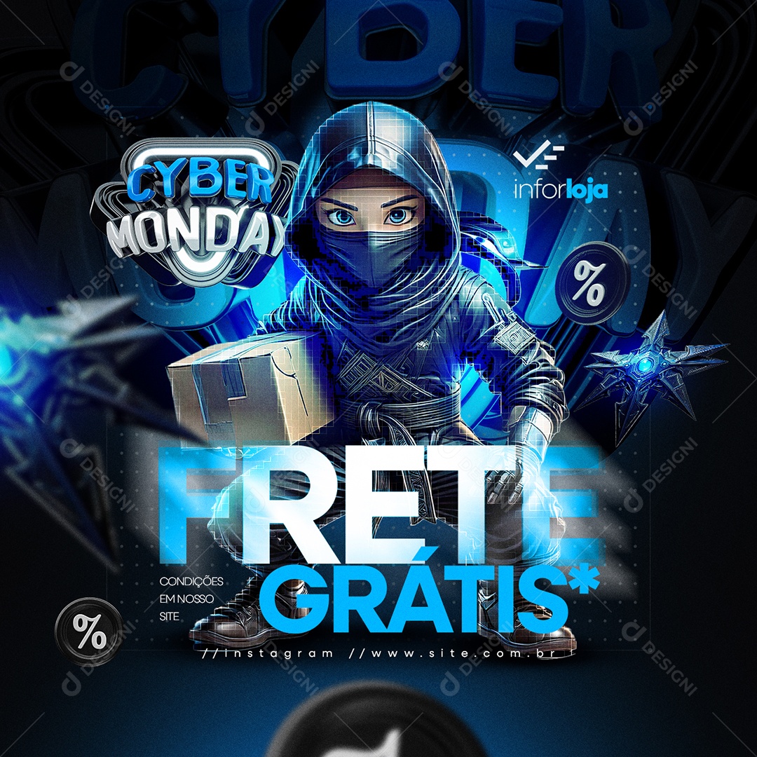 Cyber Monday Loja de Eletrônicos Frete Grátis Social Media PSD Editável