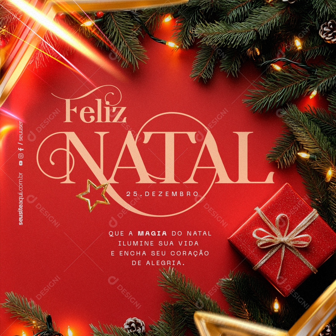 Feliz Natal 25 de Dezembro Magia Social Media PSD Editável