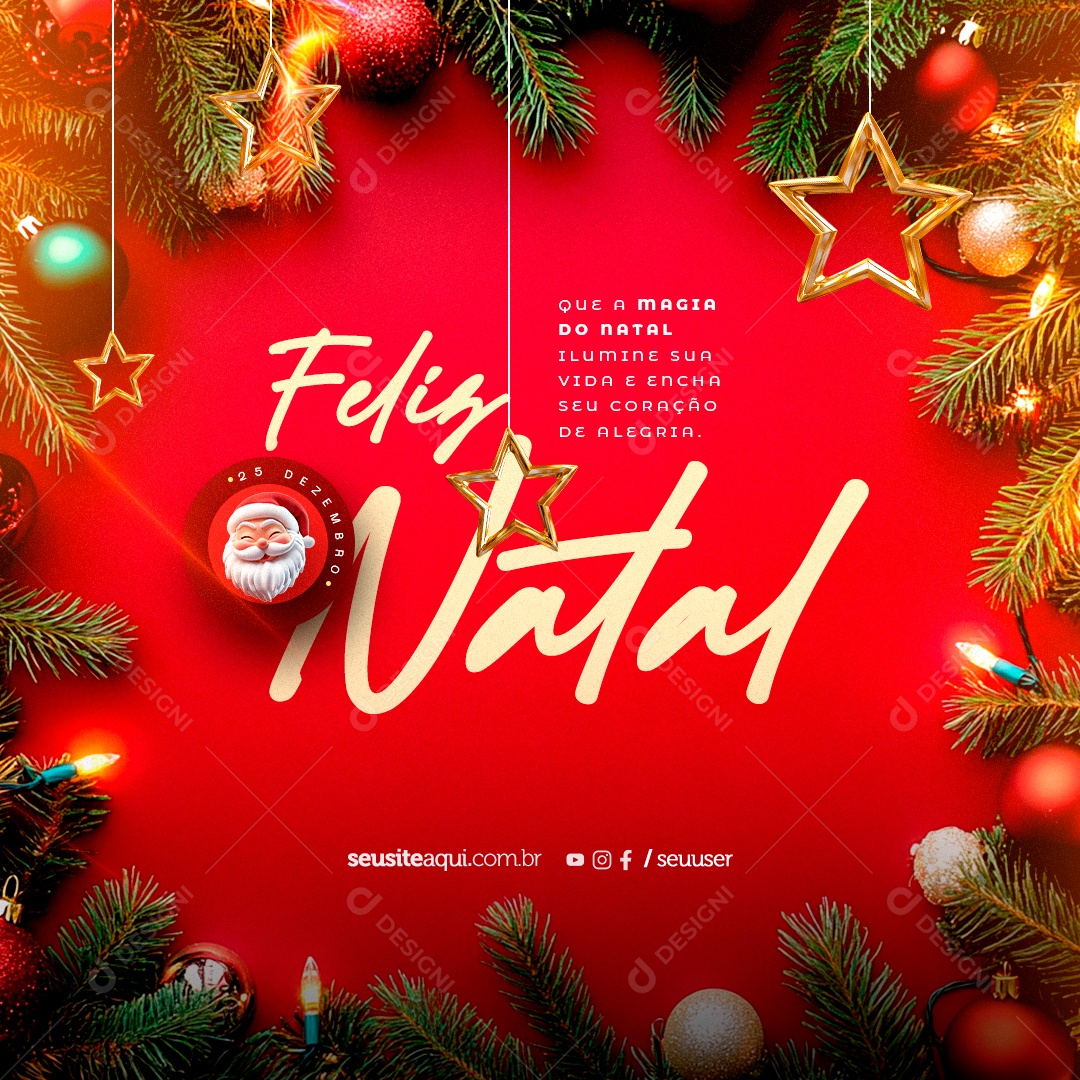 Feliz Natal 25 de Dezembro Alegria Social Media PSD Editável