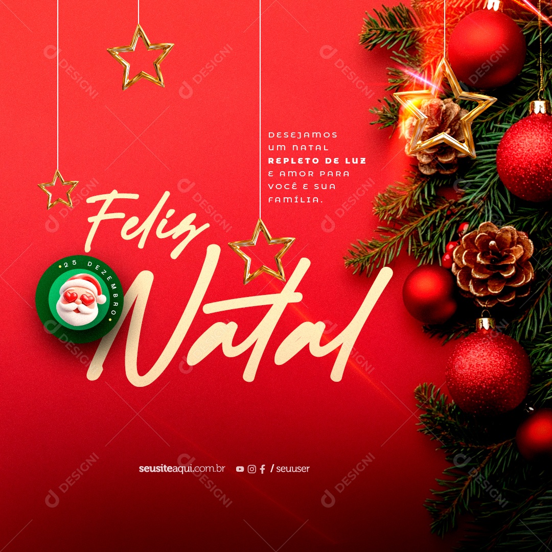 Feliz Natal 25 de Dezembro Social Media PSD Editável