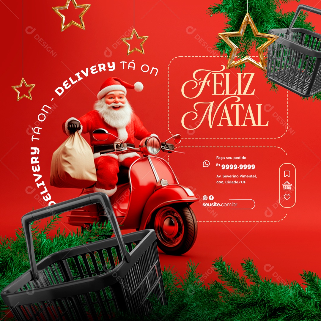 Supermercado Delivery Tá ON Feliz Natal Social Media PSD Editável