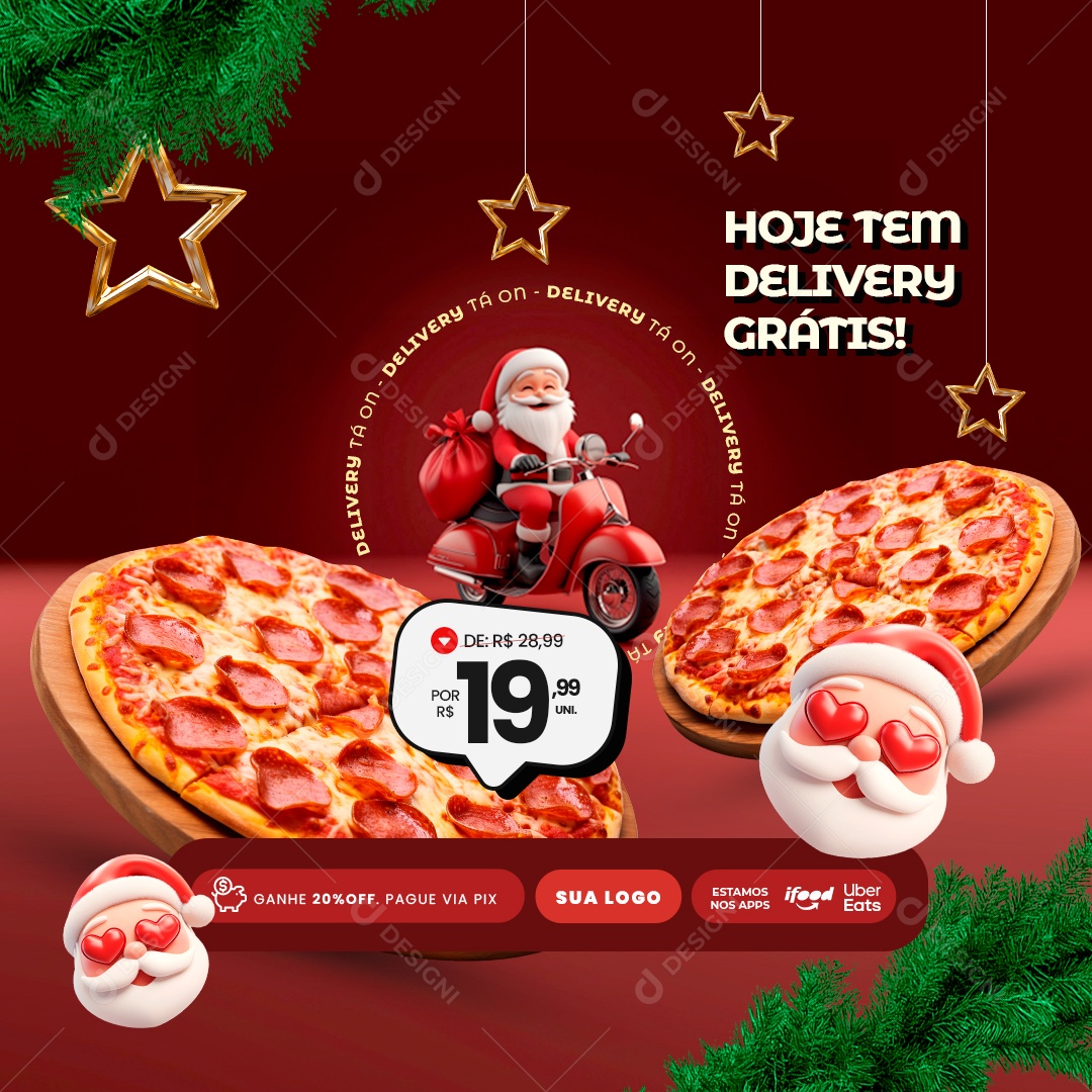 Pizzaria Hoje Tem Delivery Social Media PSD Editável