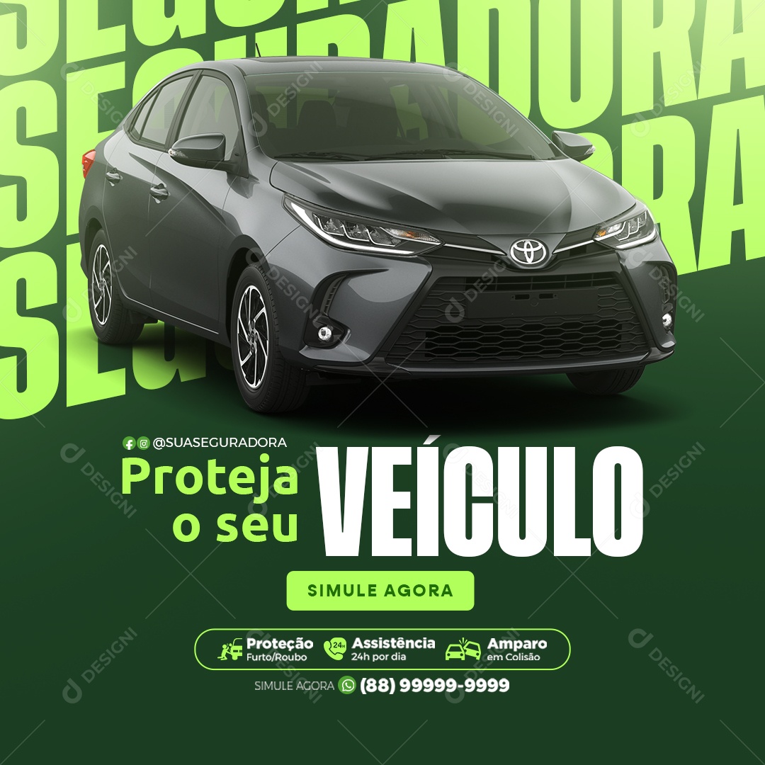 Seguro Proteja o Seus Veículo Social Media PSD Editável
