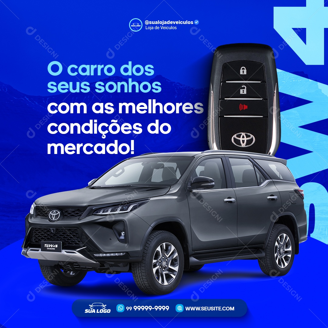 Concessionária O Carro dos Seus Sonhos Social Media PSD Editável