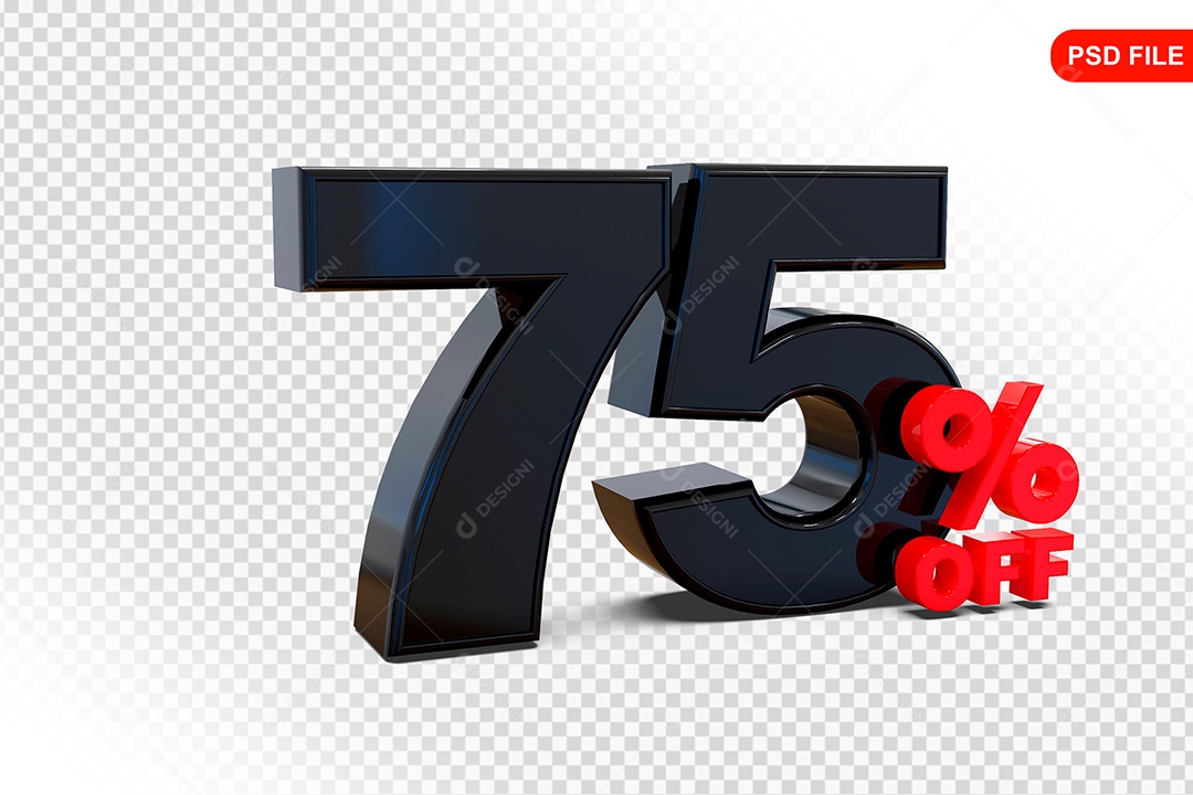 Desconto 75% Colorido Elemento 3D Para Composição PSD
