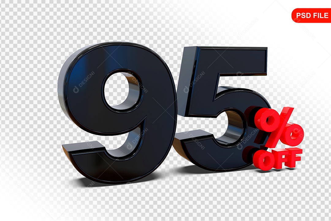 Desconto 95% Colorido Elemento 3D Para Composição PSD