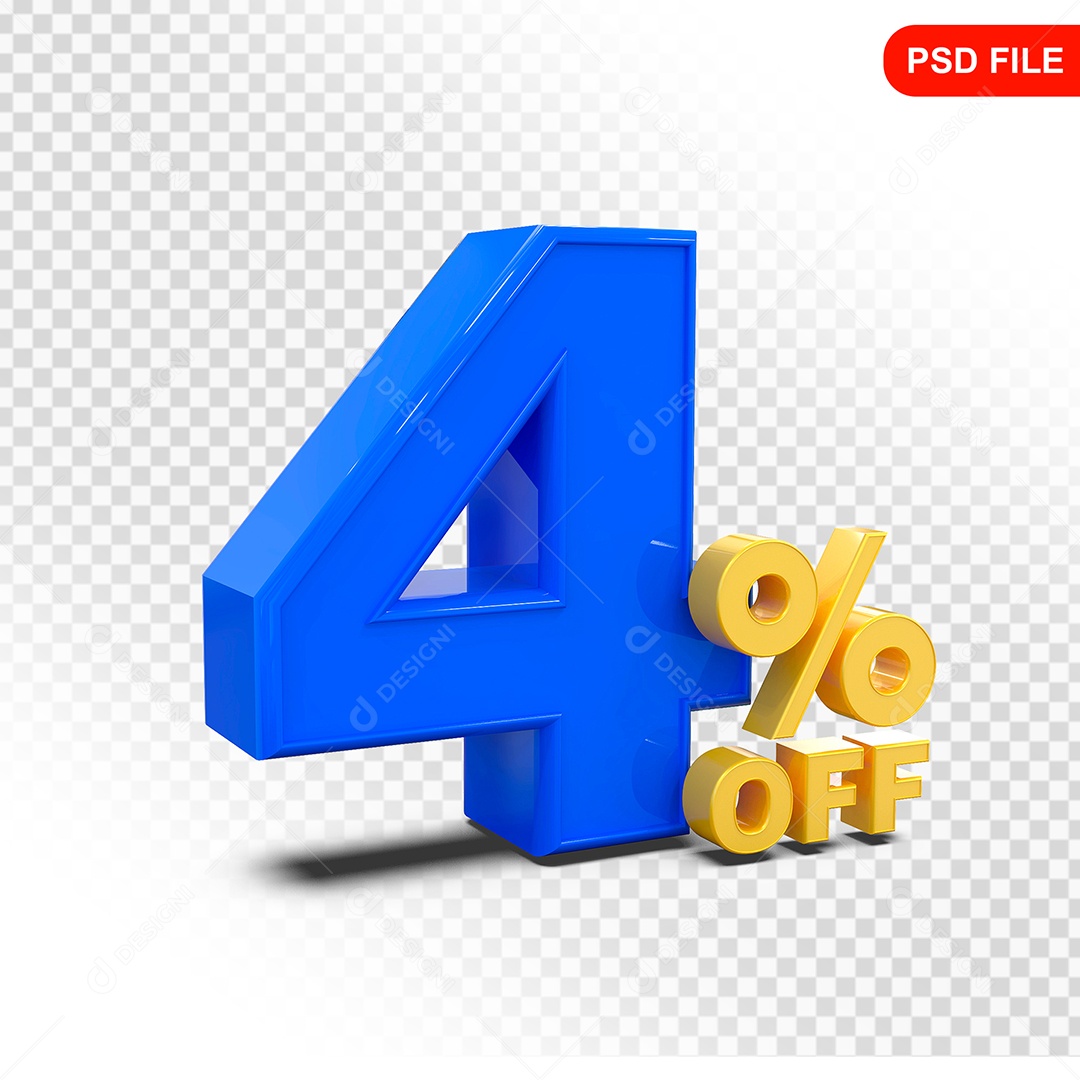 Desconto 4% Colorido Elemento 3D Para Composição PSD