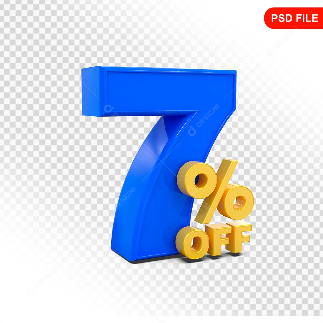Desconto 7% Colorido Elemento 3D Para Composição PSD