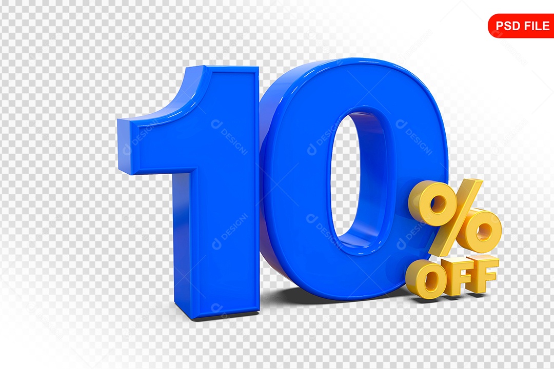 Desconto 10% Colorido Elemento 3D Para Composição PSD