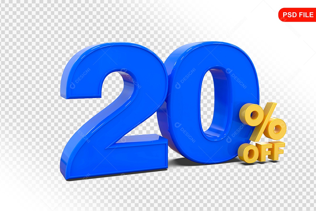 Desconto 20% Colorido Elemento 3D Para Composição PSD