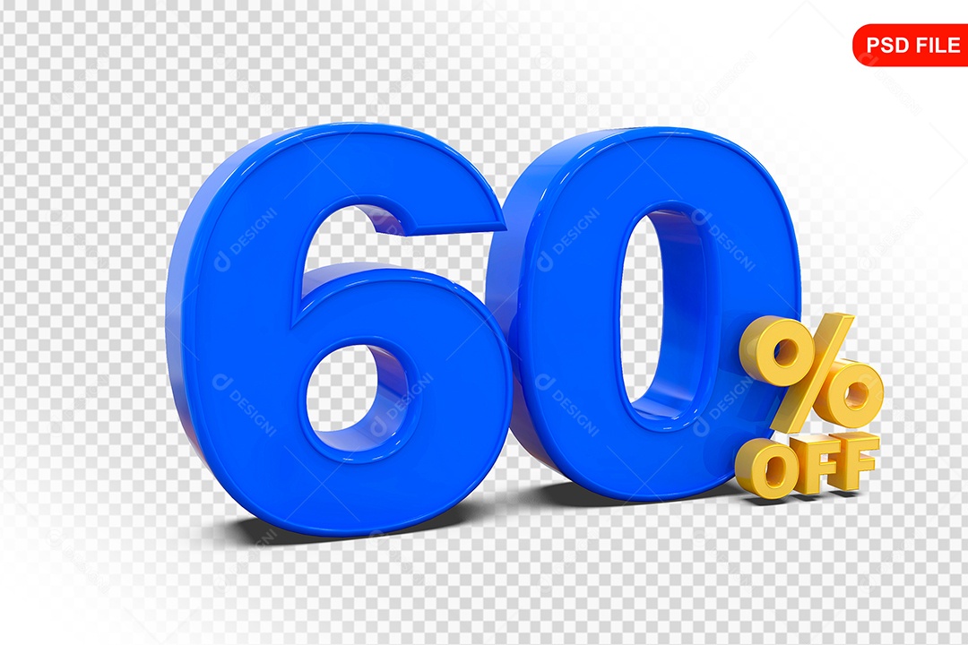 Desconto 60% Colorido Elemento 3D Para Composição PSD